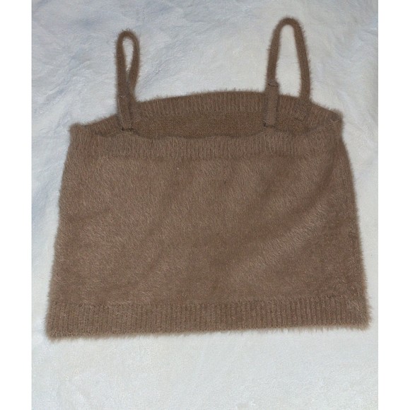 Fuzzy brown cropped soft Hollister Tank blouse Top M - Picture 6 of 12